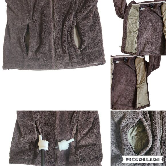 The North Face brown zip front fuzzy jacket sz S - Picture 5 of 9